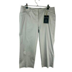 NEW Zac & Rachel Slim Crop Pants Women 8 Gray Capri Stretch Casual Vacation